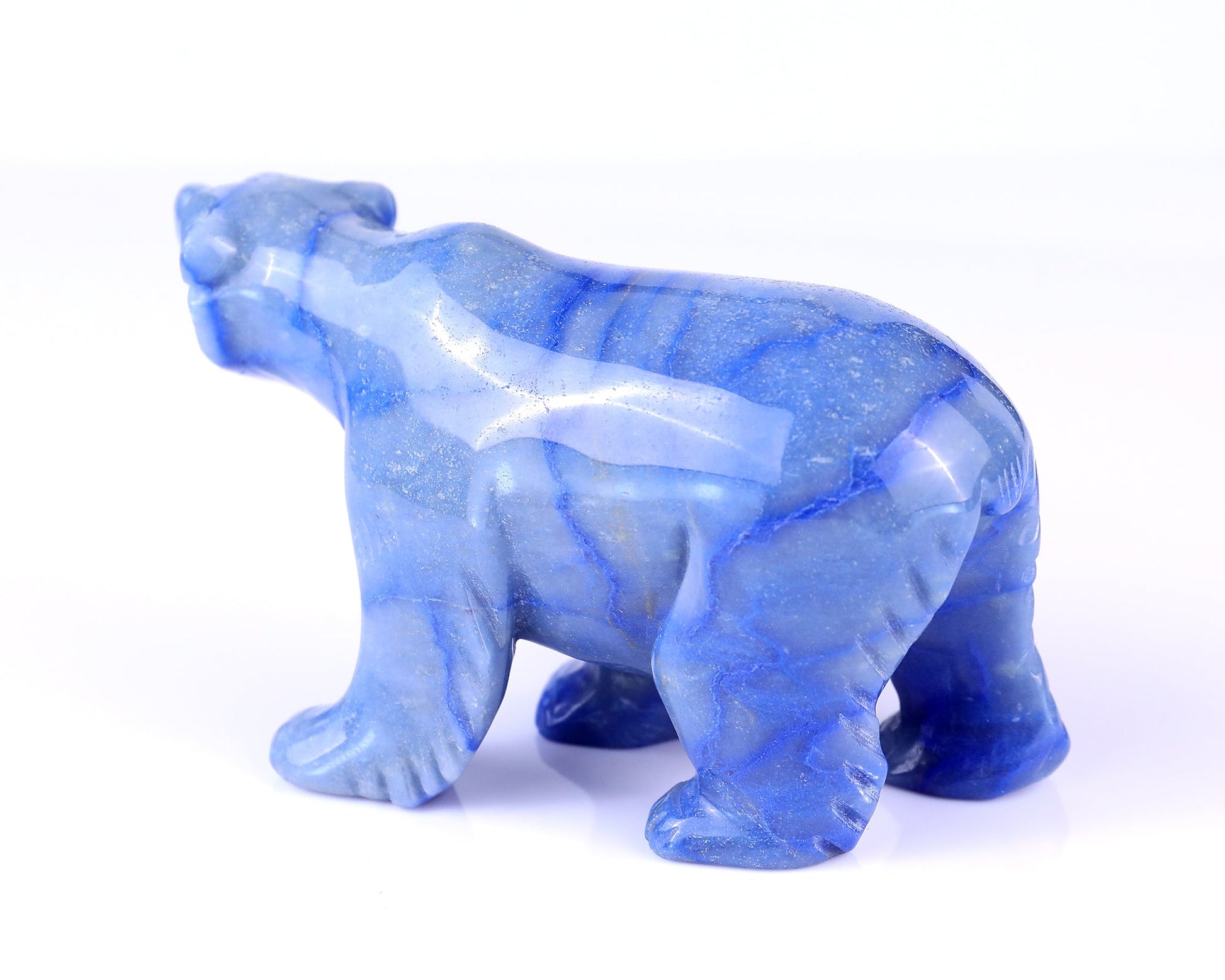 Nicedony 6.1" Blue Aventurine Hand Carved Polar Bear Sculpture - View 6