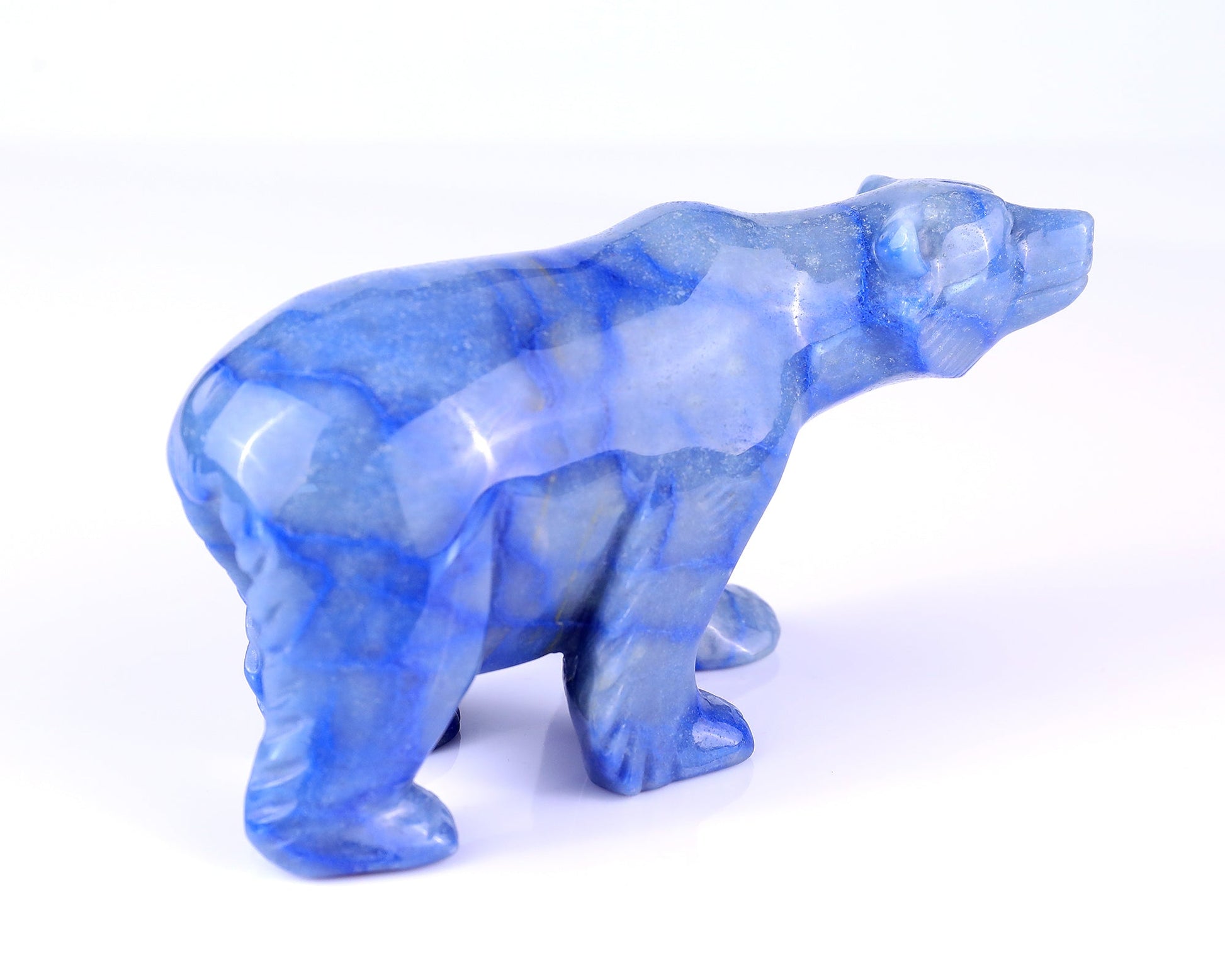 Nicedony 6.1" Blue Aventurine Hand Carved Polar Bear Sculpture - View 4