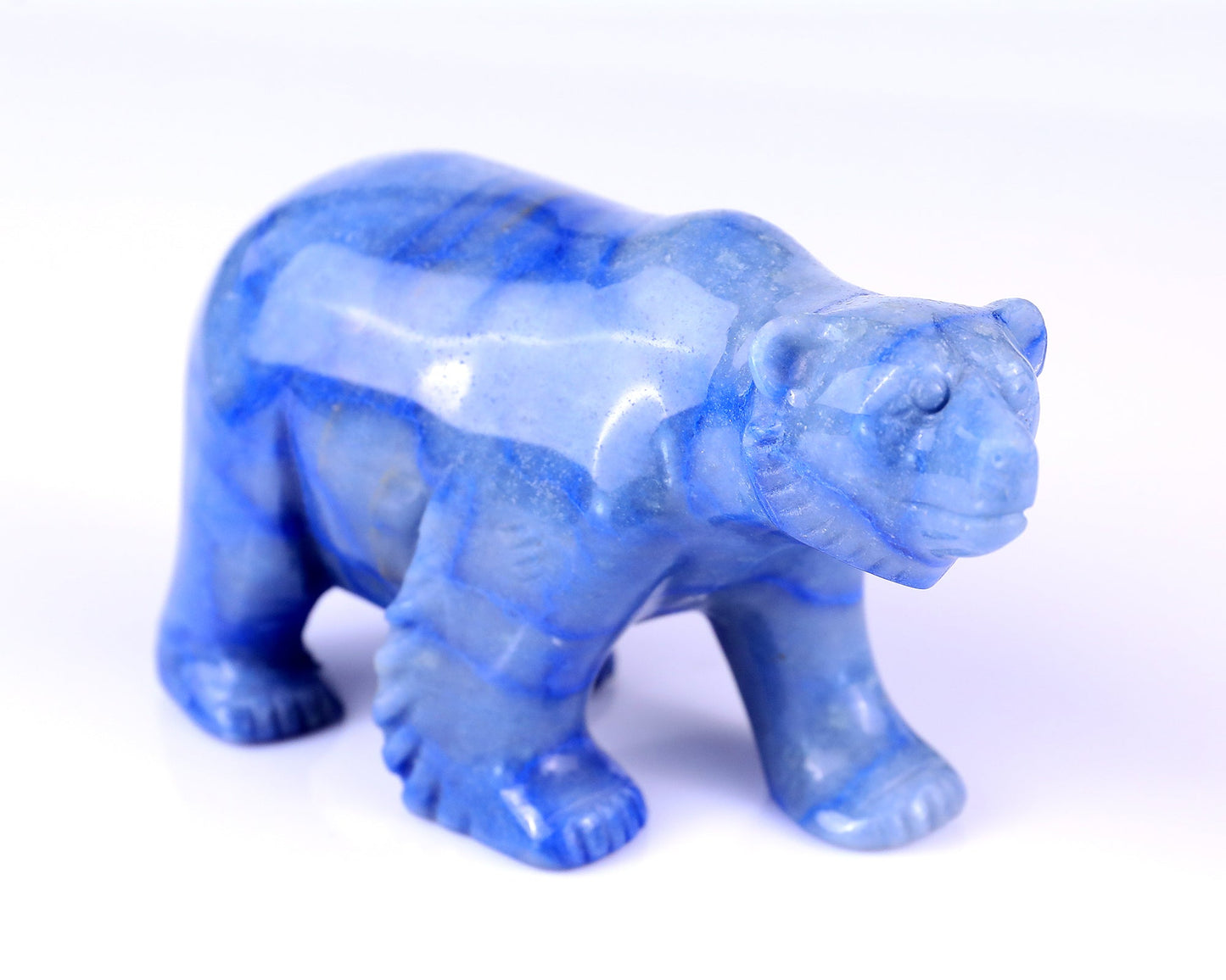 Nicedony 6.1" Blue Aventurine Hand Carved Polar Bear Sculpture