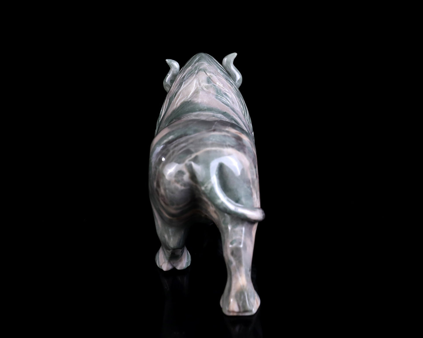 Nicedony 6.1" Jiulong Jade Hand Carved Crystal Cattle Sculpture - View 4