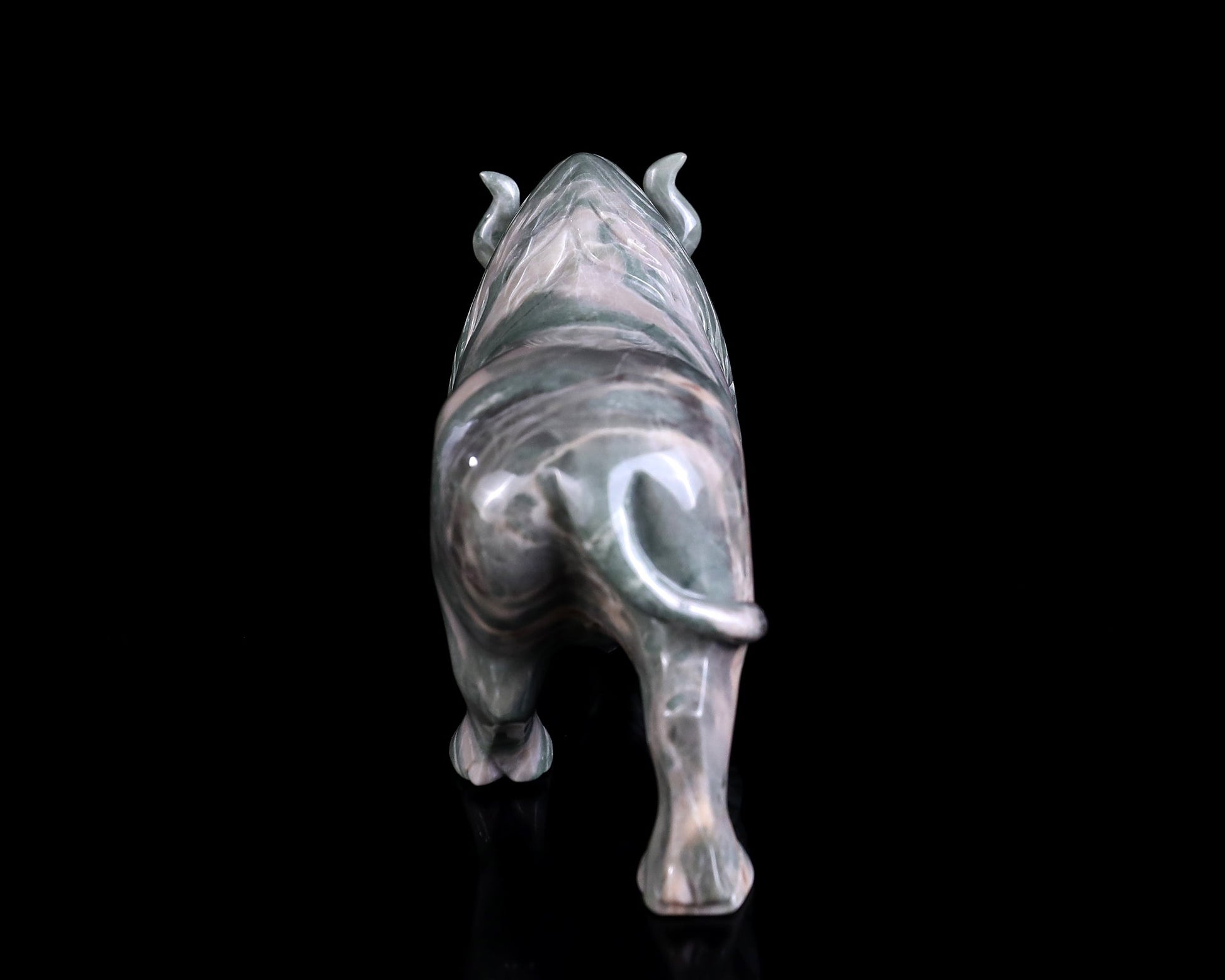 Nicedony 6.1" Jiulong Jade Hand Carved Crystal Cattle Sculpture - View 4