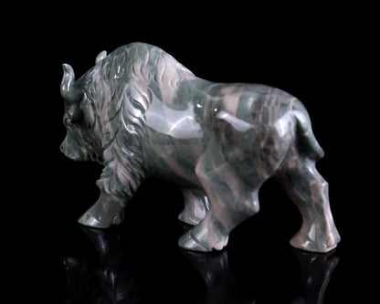 Nicedony 6.1" Jiulong Jade Hand Carved Crystal Cattle Sculpture - View 5