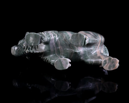 Nicedony 6.1" Jiulong Jade Hand Carved Crystal Cattle Sculpture - View 8