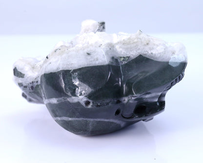 Nicedony 6.1" Quartz Rock Druse Hand Carved Skull Sculpture - View 5