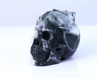 Nicedony 6.1" Quartz Rock Druse Hand Carved Skull Sculpture - View 6