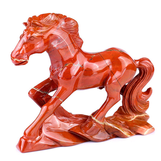 Nicedony 6.1" Red Jasper Hand Carved Crystal Horse Sculpture
