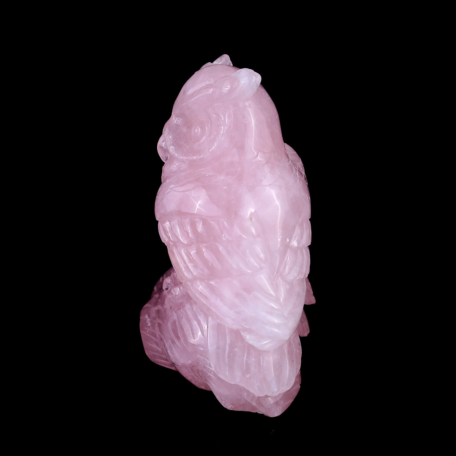 Nicedony 6.1" Rose Quartz Hand Carved Crystal Owls Sculpture - View 5