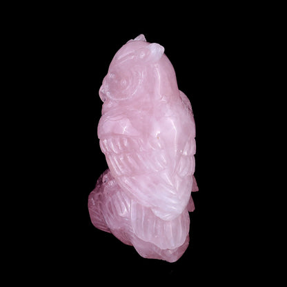 Nicedony 6.1" Rose Quartz Hand Carved Crystal Owls Sculpture - View 5
