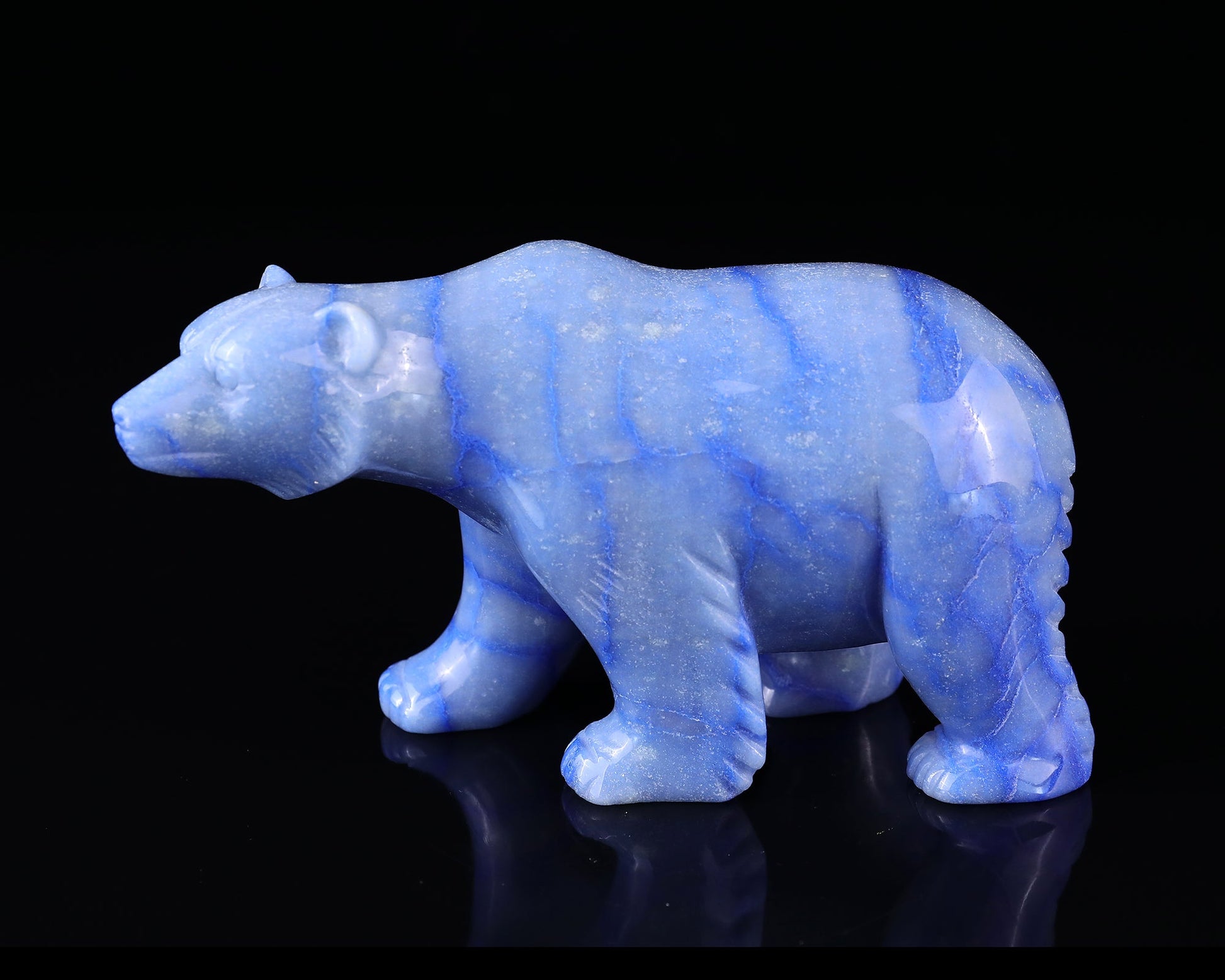 Nicedony 6.1" Sodalite Hand Carved Crystal Polar Bear Sculpture - View 7