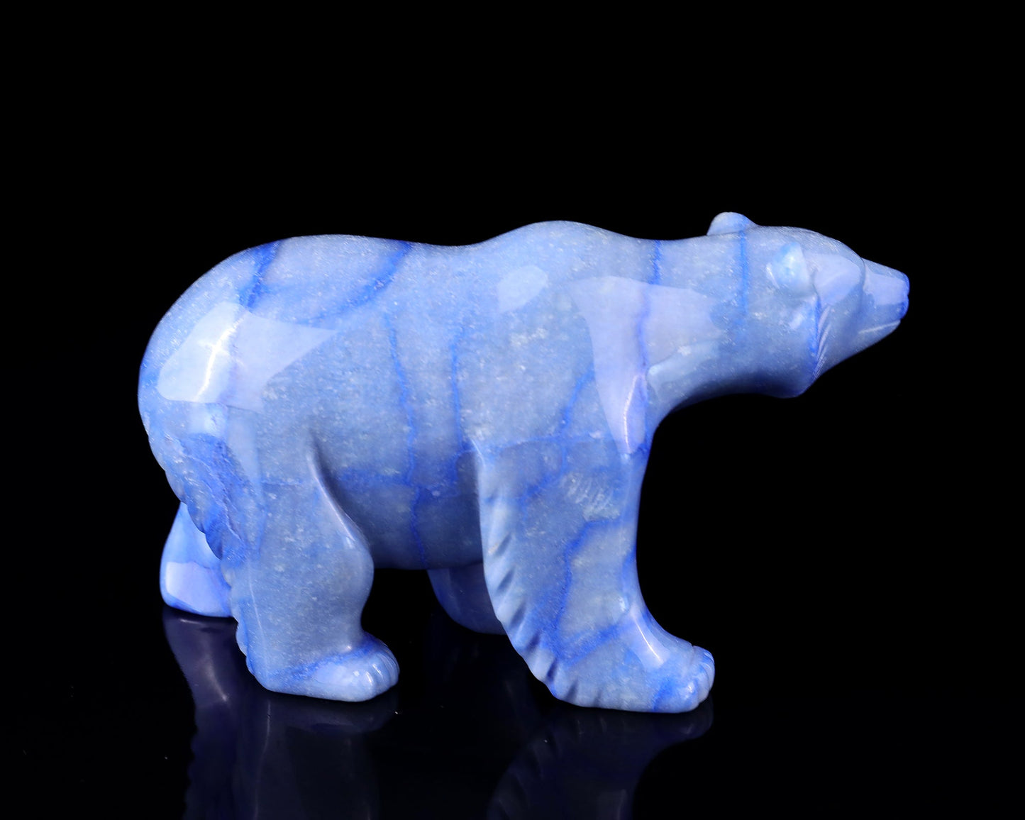 Nicedony 6.1" Sodalite Hand Carved Crystal Polar Bear Sculpture - View 3