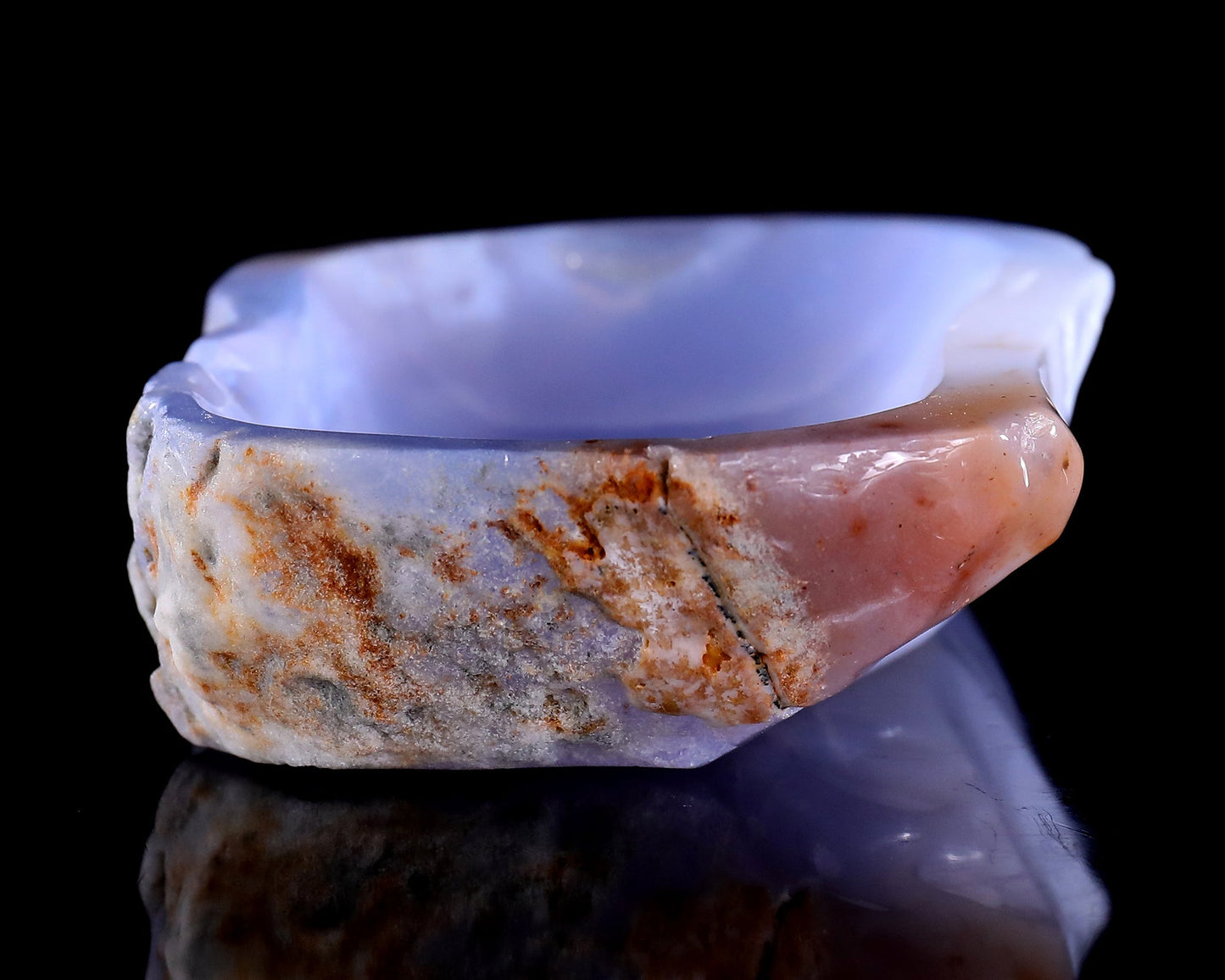 Nicedony 6.2" Blue Chalcedony Hand Carved Crystal Jewelry Tray Fruit Tray - View 10