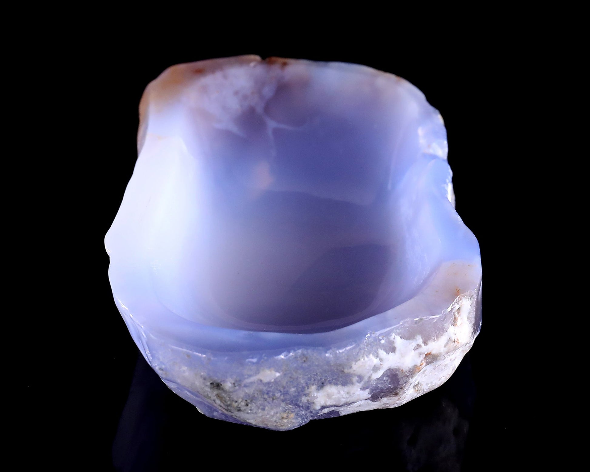 Nicedony 6.2" Blue Chalcedony Hand Carved Crystal Jewelry Tray Fruit Tray - View 2