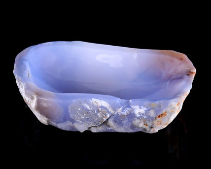 Nicedony 6.2" Blue Chalcedony Hand Carved Crystal Jewelry Tray Fruit Tray
