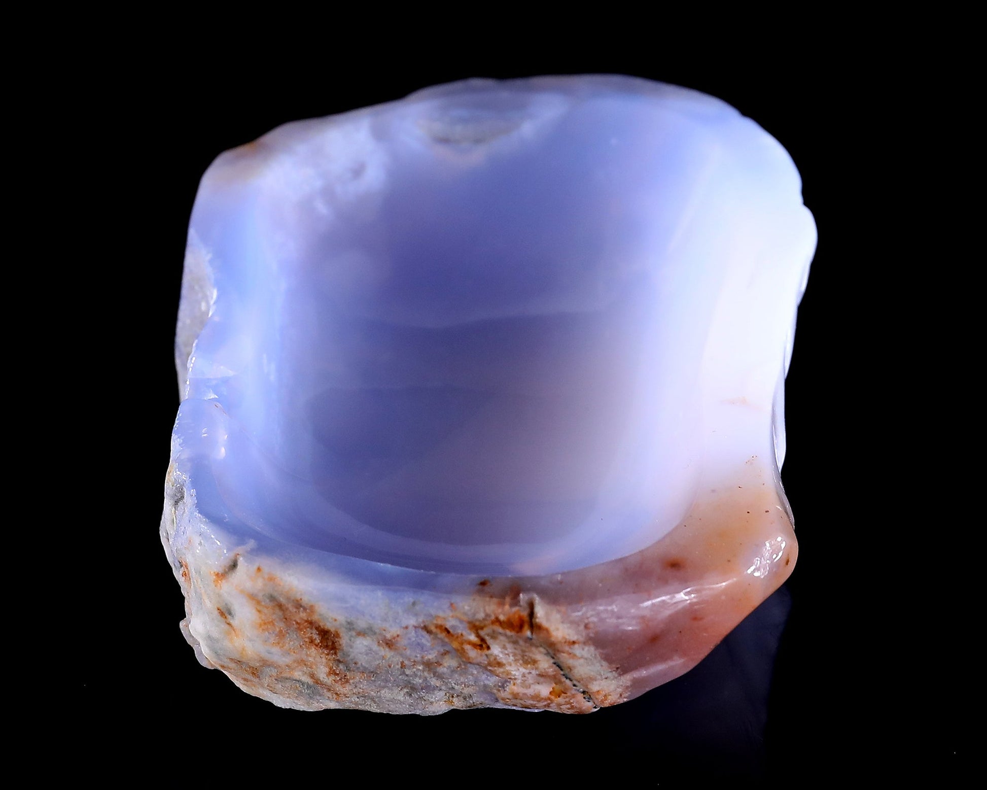 Nicedony 6.2" Blue Chalcedony Hand Carved Crystal Jewelry Tray Fruit Tray - View 3