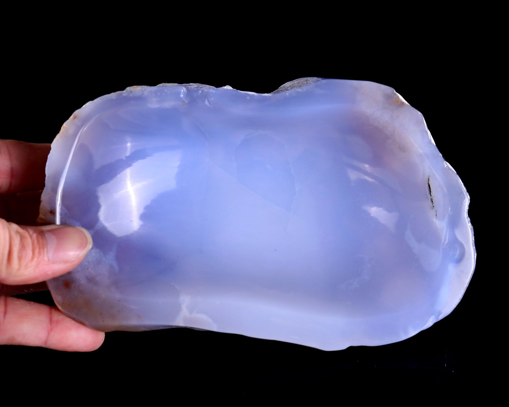 Nicedony 6.2" Blue Chalcedony Hand Carved Crystal Jewelry Tray Fruit Tray - View 4