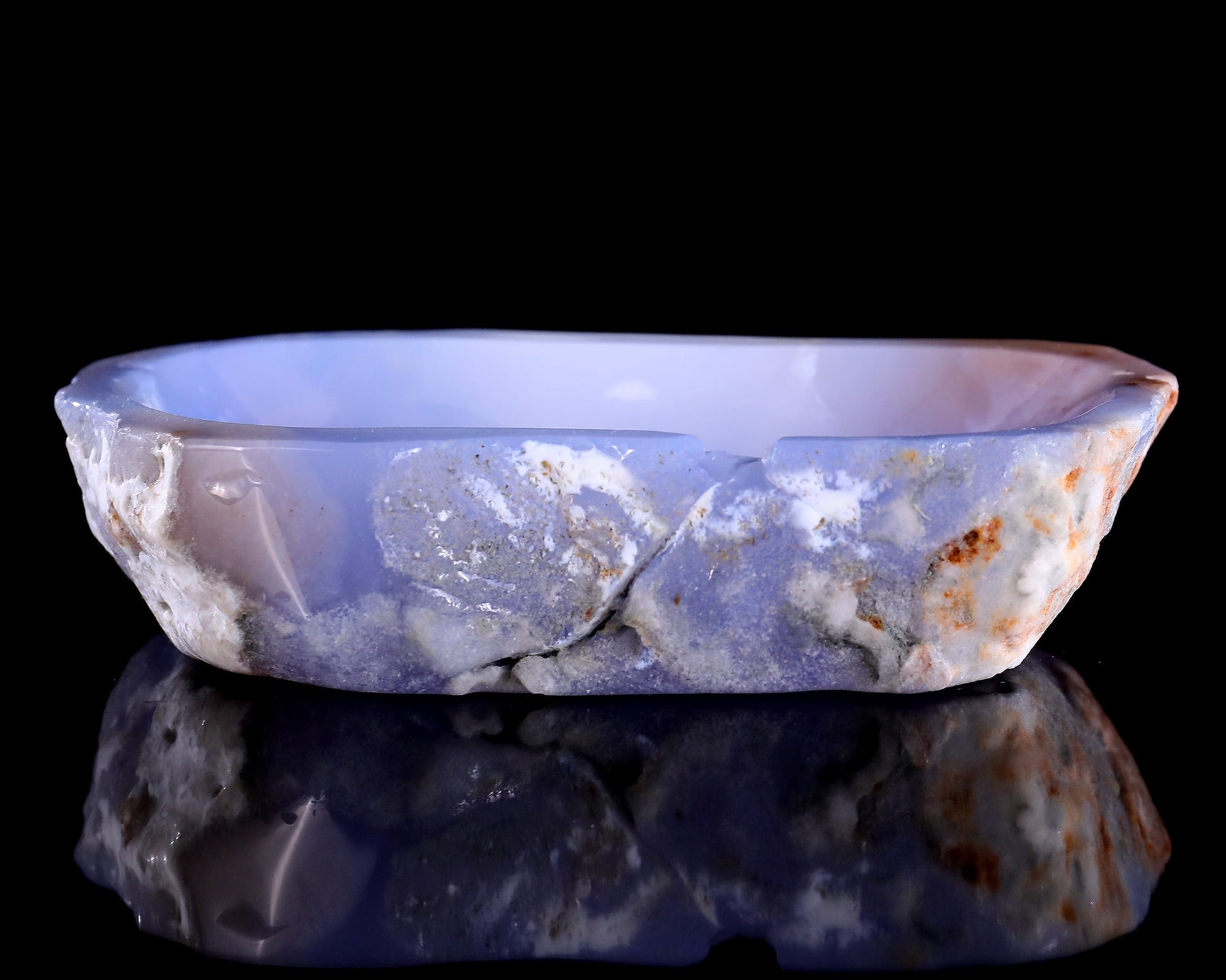 Nicedony 6.2" Blue Chalcedony Hand Carved Crystal Jewelry Tray Fruit Tray - View 9