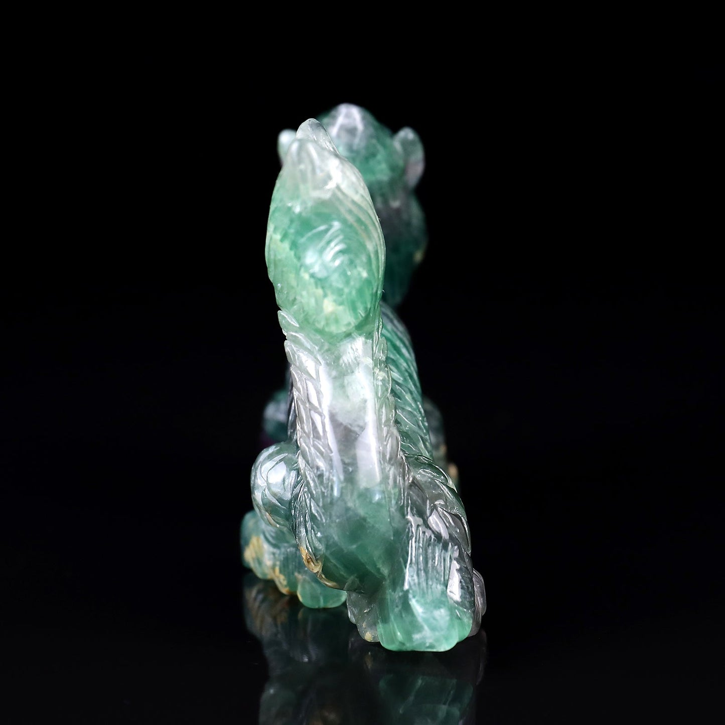Nicedony 6.2" Fluorite Hand Carved Crystal Dragon Sculpture - View 8