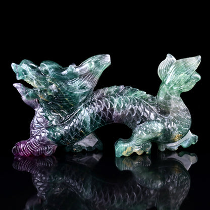 Nicedony 6.2" Fluorite Hand Carved Crystal Dragon Sculpture - View 6