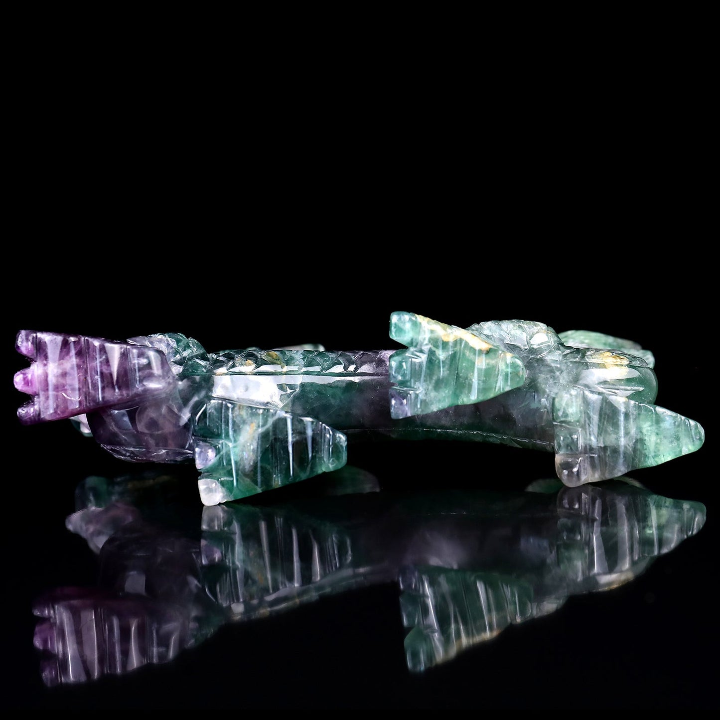 Nicedony 6.2" Fluorite Hand Carved Crystal Dragon Sculpture - View 7