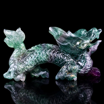 Nicedony 6.2" Fluorite Hand Carved Crystal Dragon Sculpture - View 5