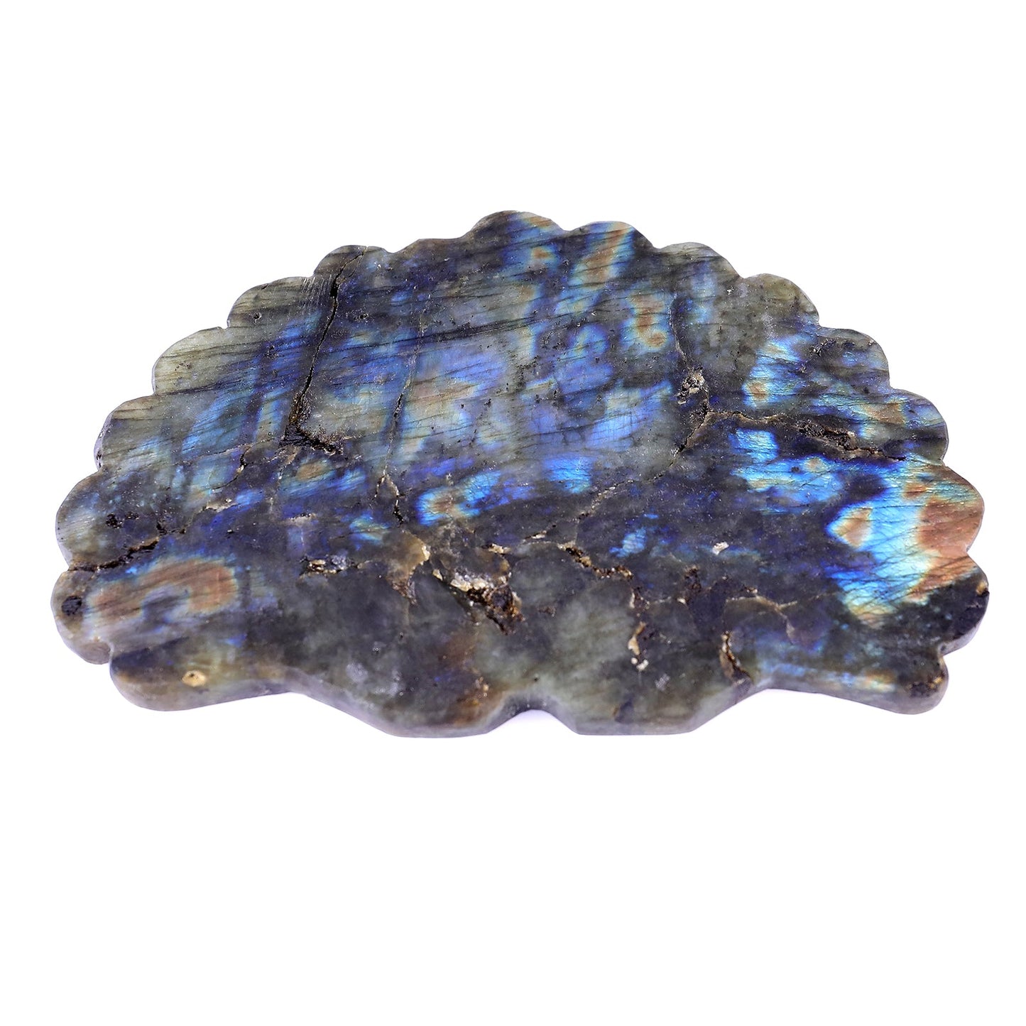 Nicedony 6.2" Labradorite Hand Carved Peacock Tail Wings Sculpture - View 6