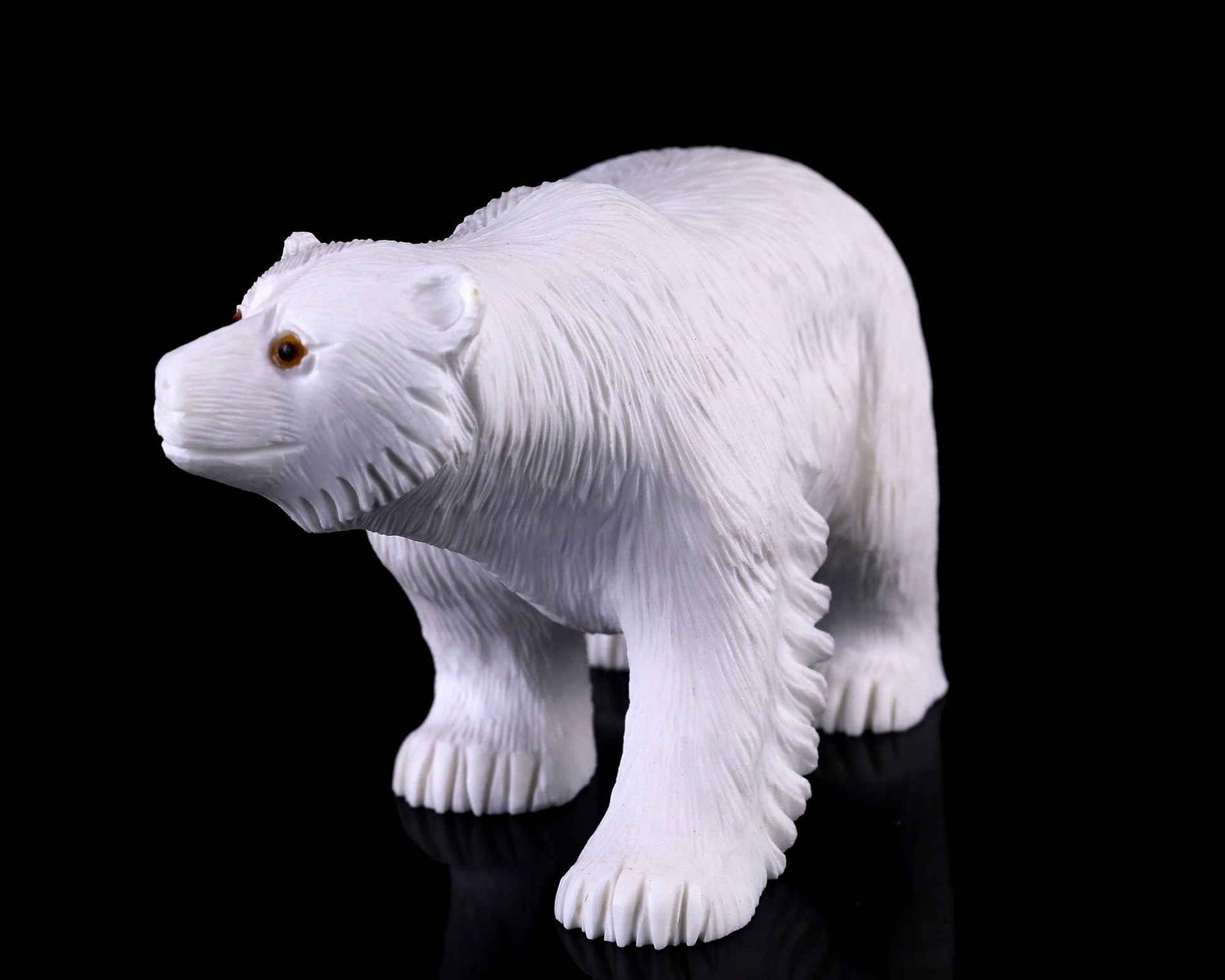 Nicedony 6.2" White Jade Hand Carved Crystal Polar Bear Sculpture - View 9
