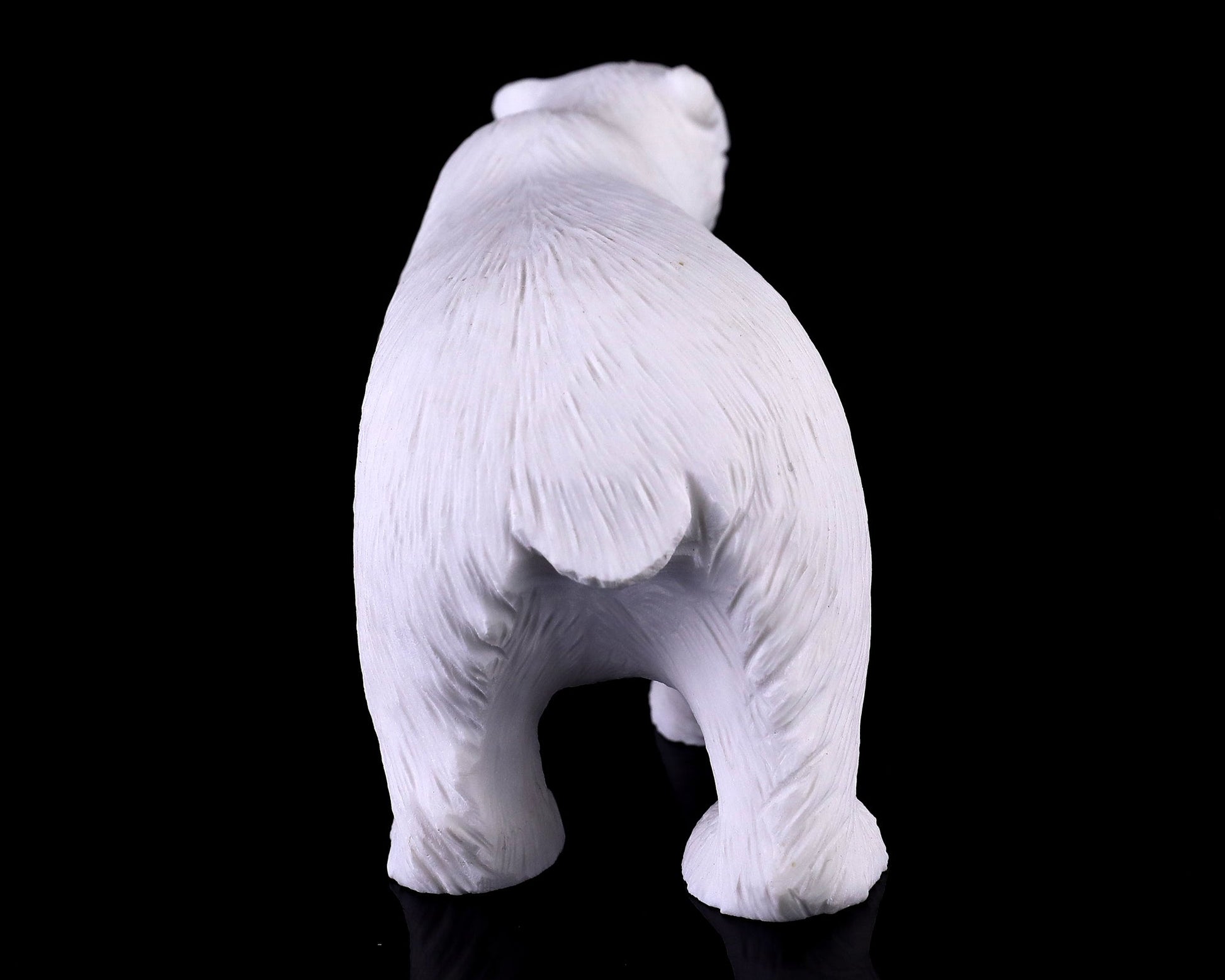 Nicedony 6.2" White Jade Hand Carved Crystal Polar Bear Sculpture - View 5