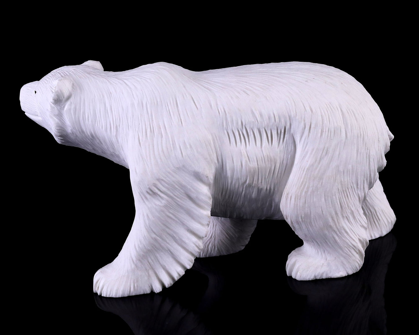 Nicedony 6.2" White Jade Hand Carved Crystal Polar Bear Sculpture - View 7