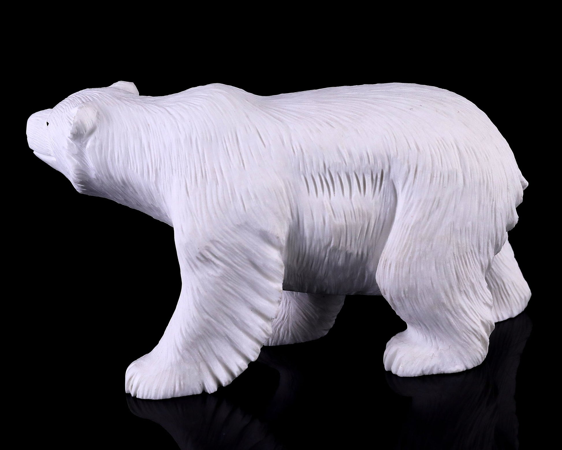 Nicedony 6.2" White Jade Hand Carved Crystal Polar Bear Sculpture - View 7