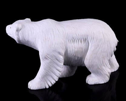 Nicedony 6.2" White Jade Hand Carved Crystal Polar Bear Sculpture - View 7
