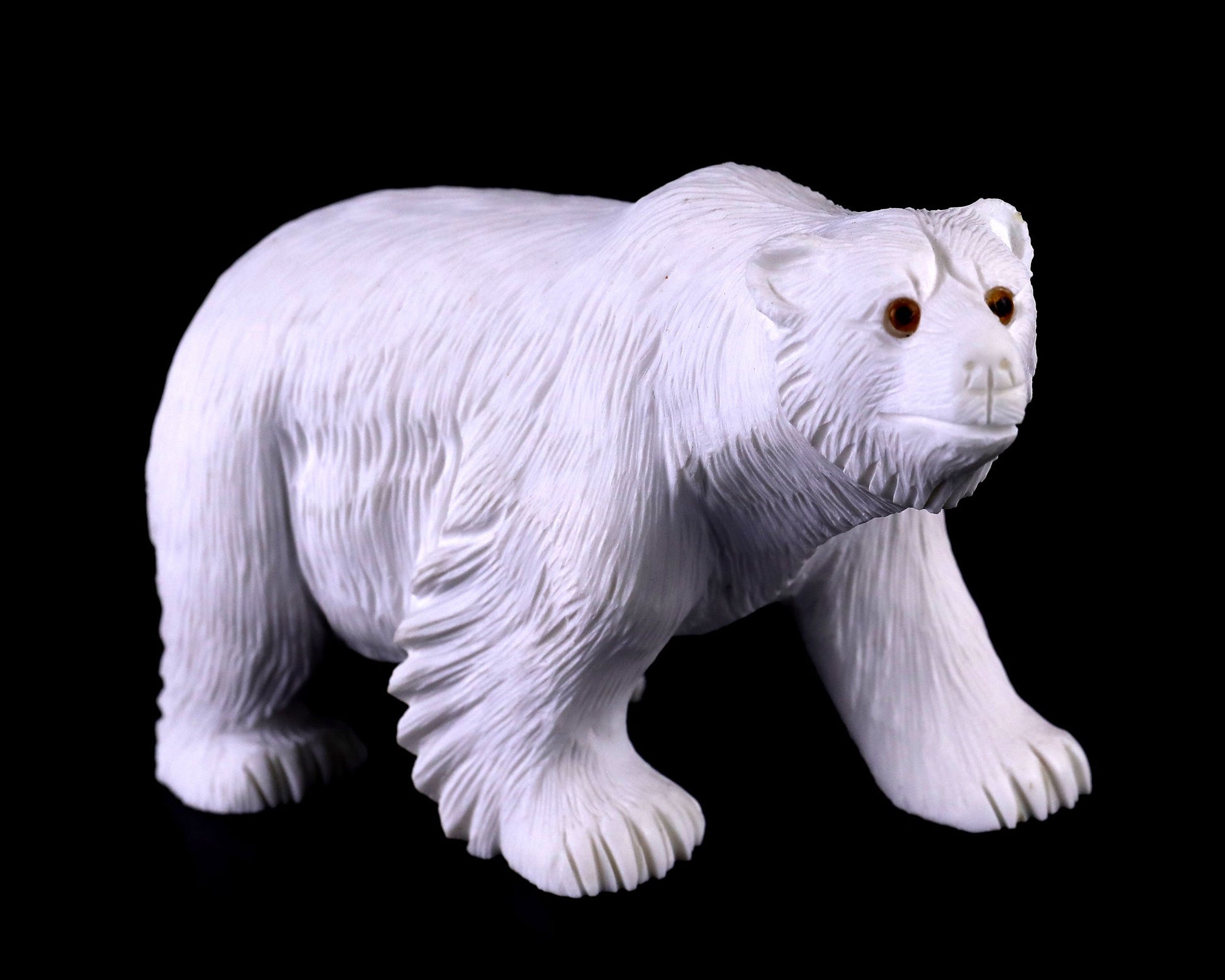 Nicedony 6.2" White Jade Hand Carved Crystal Polar Bear Sculpture