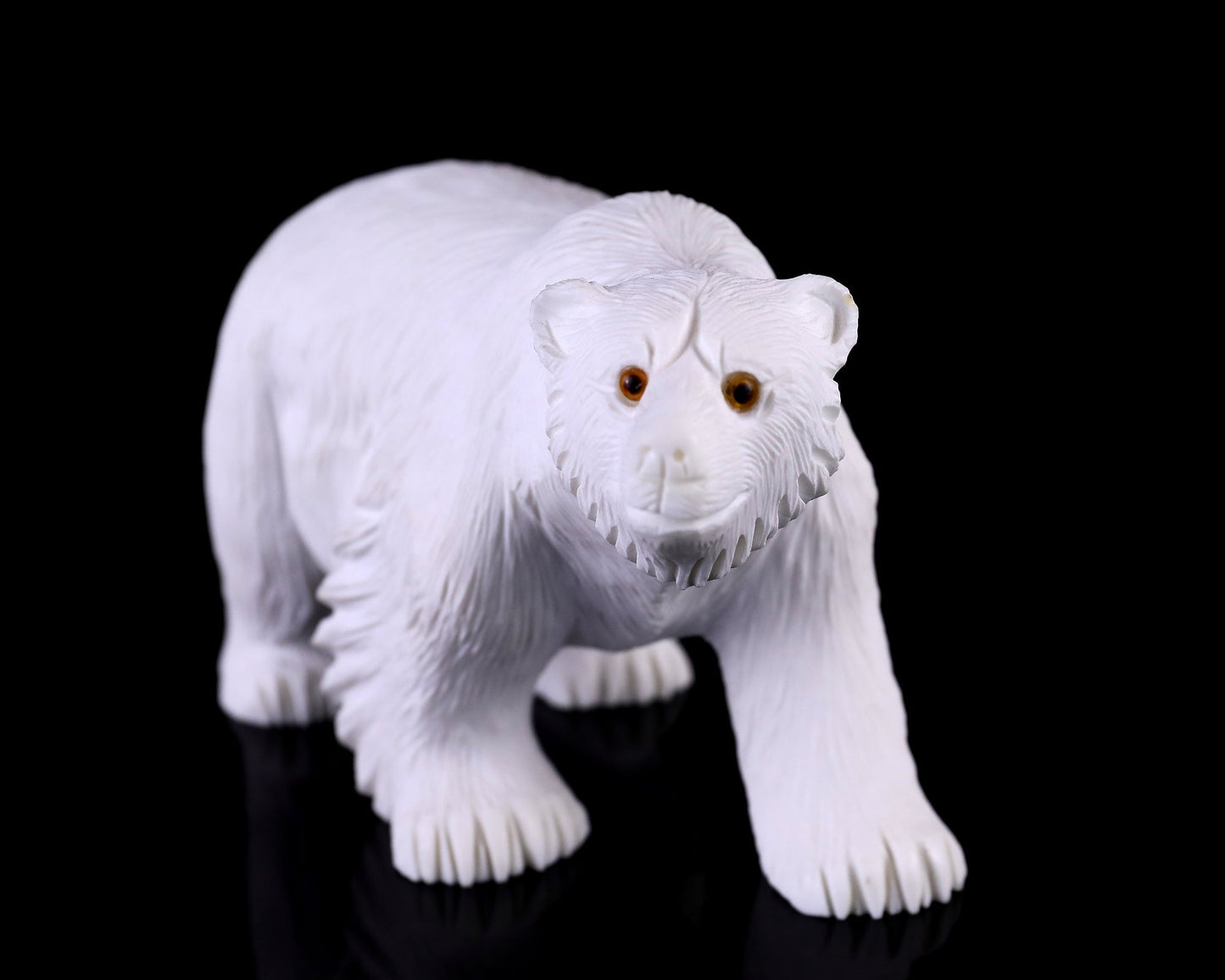 Nicedony 6.2" White Jade Hand Carved Crystal Polar Bear Sculpture - View 2