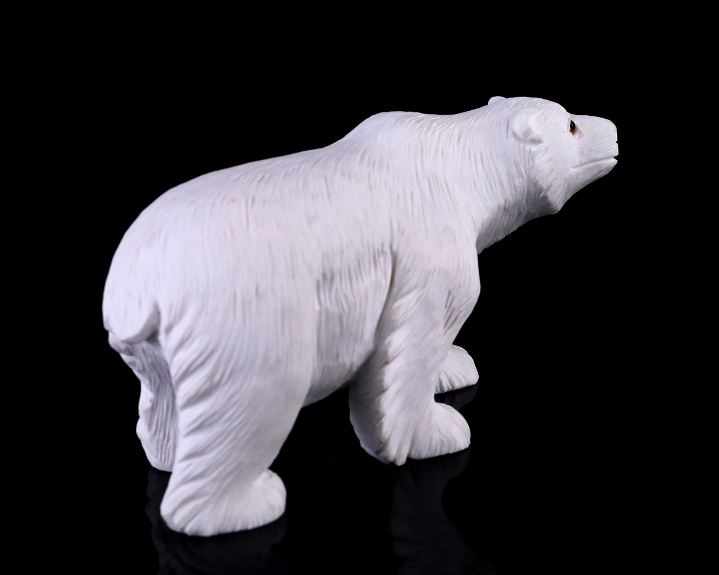 Nicedony 6.2" White Jade Hand Carved Crystal Polar Bear Sculpture - View 4