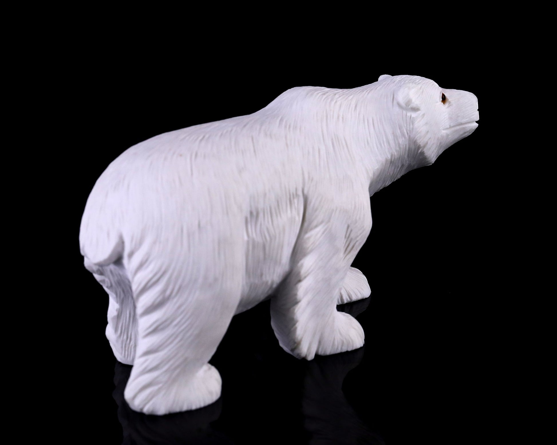 Nicedony 6.2" White Jade Hand Carved Crystal Polar Bear Sculpture - View 4