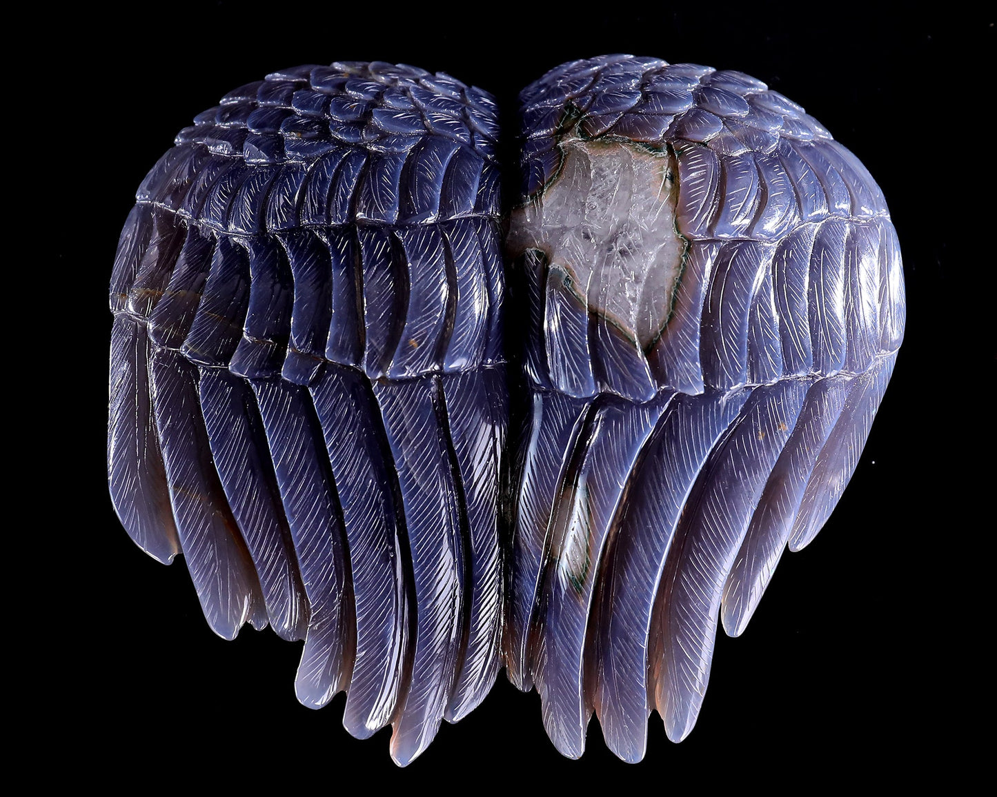 Nicedony 6.3" Amethyst Druse Agate Hand Carved Angel Wings Sculpture - View 7