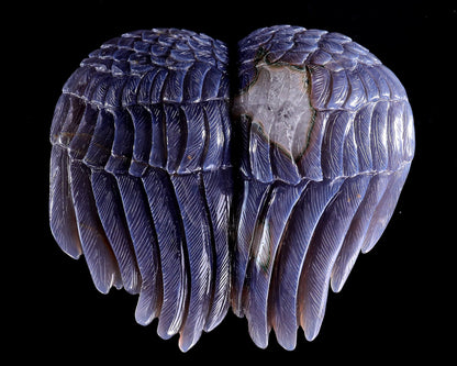 Nicedony 6.3" Amethyst Druse Agate Hand Carved Angel Wings Sculpture - View 7