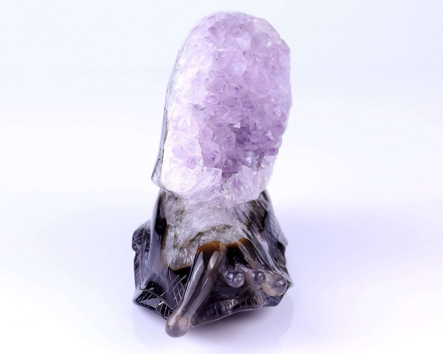 Nicedony 6.3" Amethyst Druse Agate Hand Carved Snail Sculpture - View 4