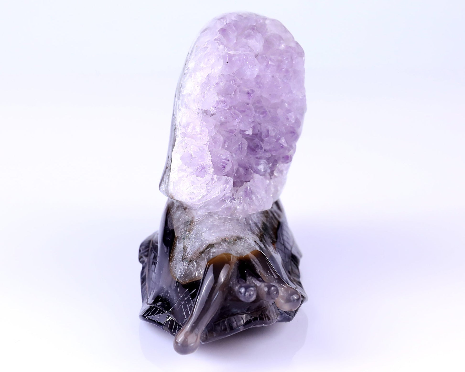 Nicedony 6.3" Amethyst Druse Agate Hand Carved Snail Sculpture - View 4