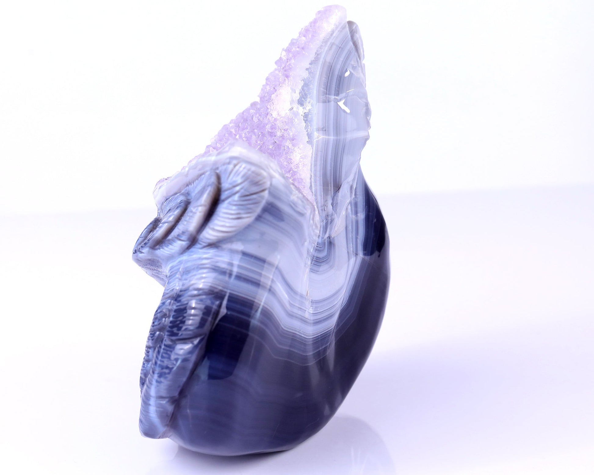 Nicedony 6.3" Amethyst Geode Agate Hand Carved Crystal Owl Sculpture - View 7