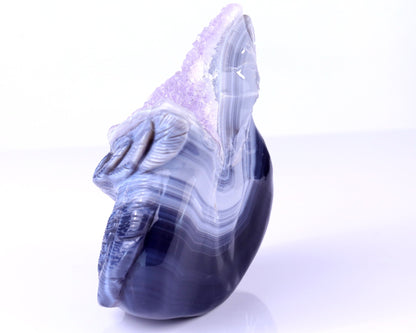 Nicedony 6.3" Amethyst Geode Agate Hand Carved Crystal Owl Sculpture - View 7