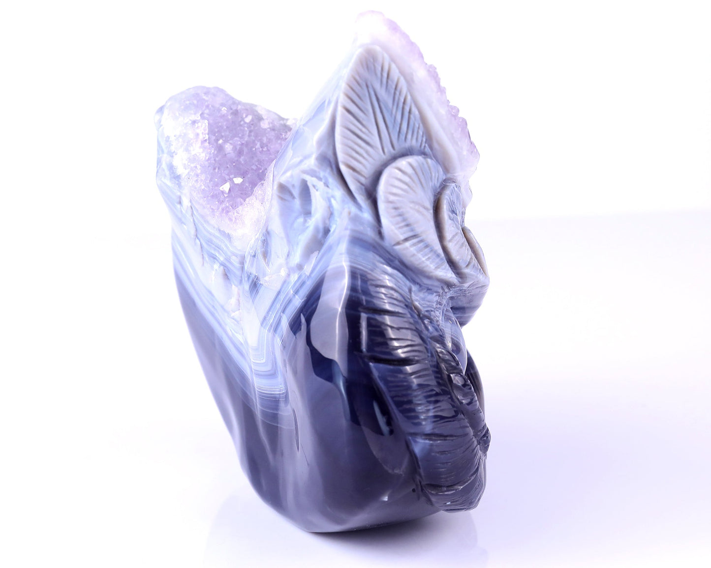 Nicedony 6.3" Amethyst Geode Agate Hand Carved Crystal Owl Sculpture - View 5