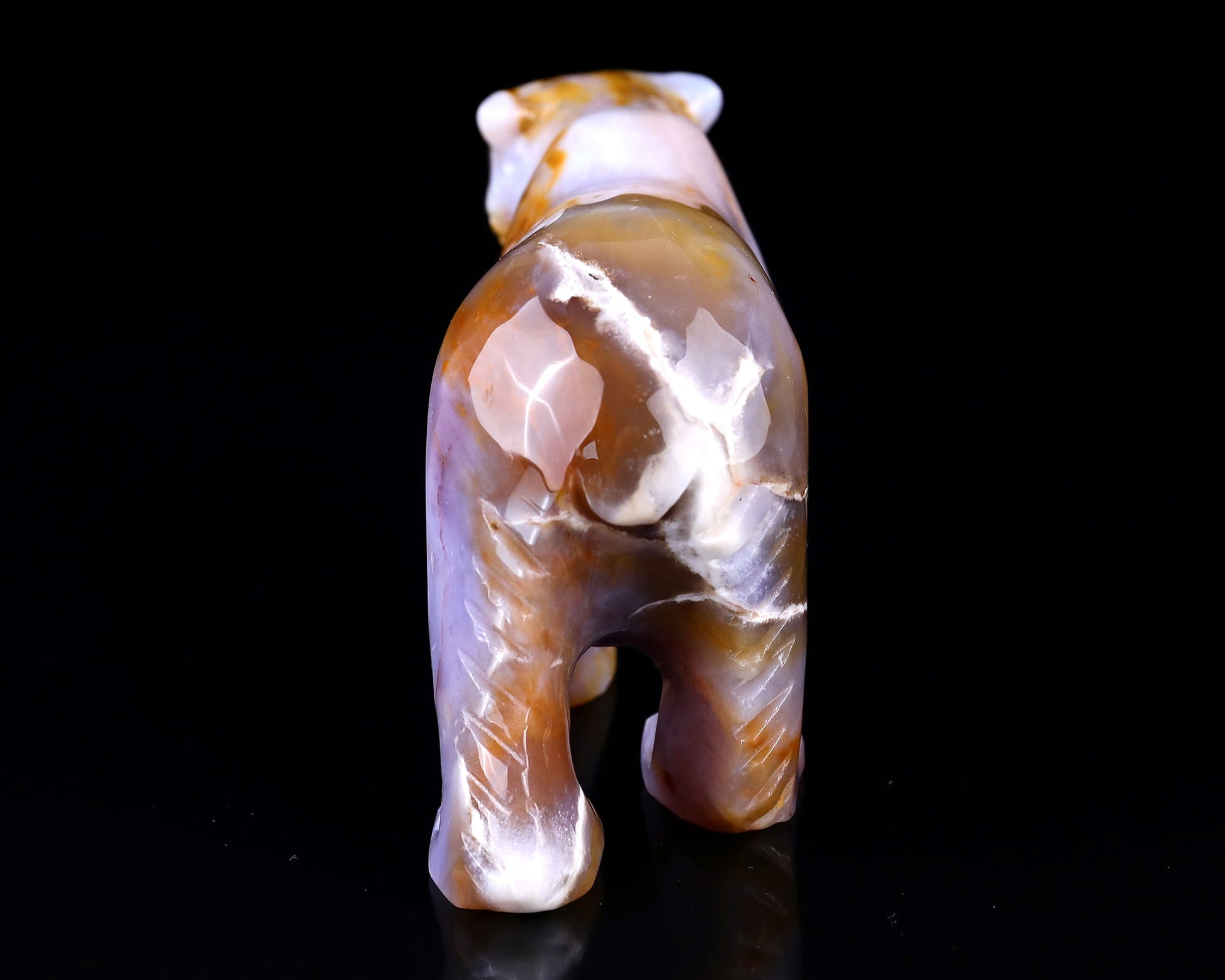 Nicedony 6.3" Chalcedony Hand Carved Crystal Polar Bear Sculpture - View 5