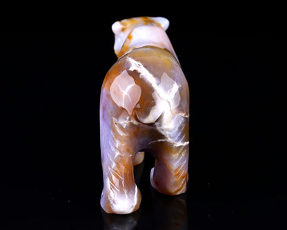 Nicedony 6.3" Chalcedony Hand Carved Crystal Polar Bear Sculpture - View 5