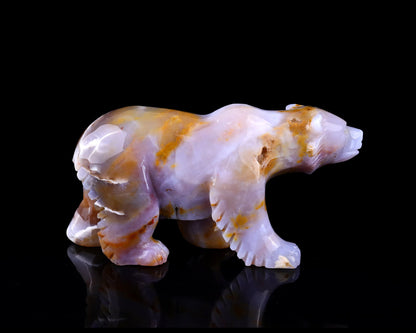 Nicedony 6.3" Chalcedony Hand Carved Crystal Polar Bear Sculpture - View 3