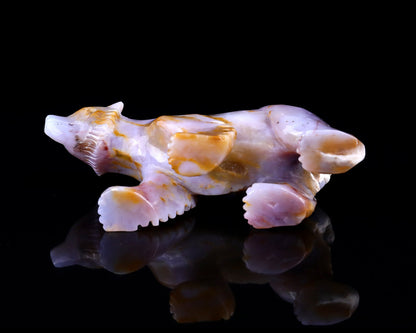 Nicedony 6.3" Chalcedony Hand Carved Crystal Polar Bear Sculpture - View 6