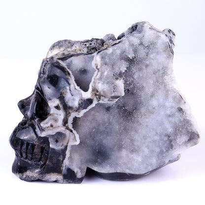 Nicedony 6.3" Geode Agate Hand Carved Skull Sculpture - View 4