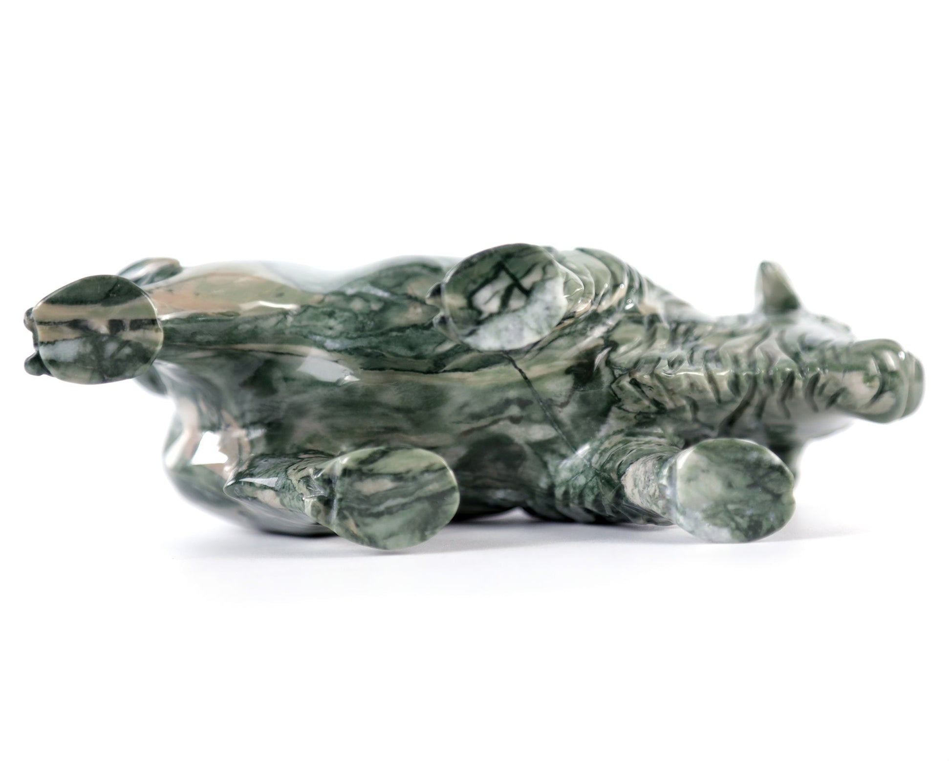 Nicedony 6.3" Jiulong Jade Hand Carved Crystal Cattle Sculpture - View 19