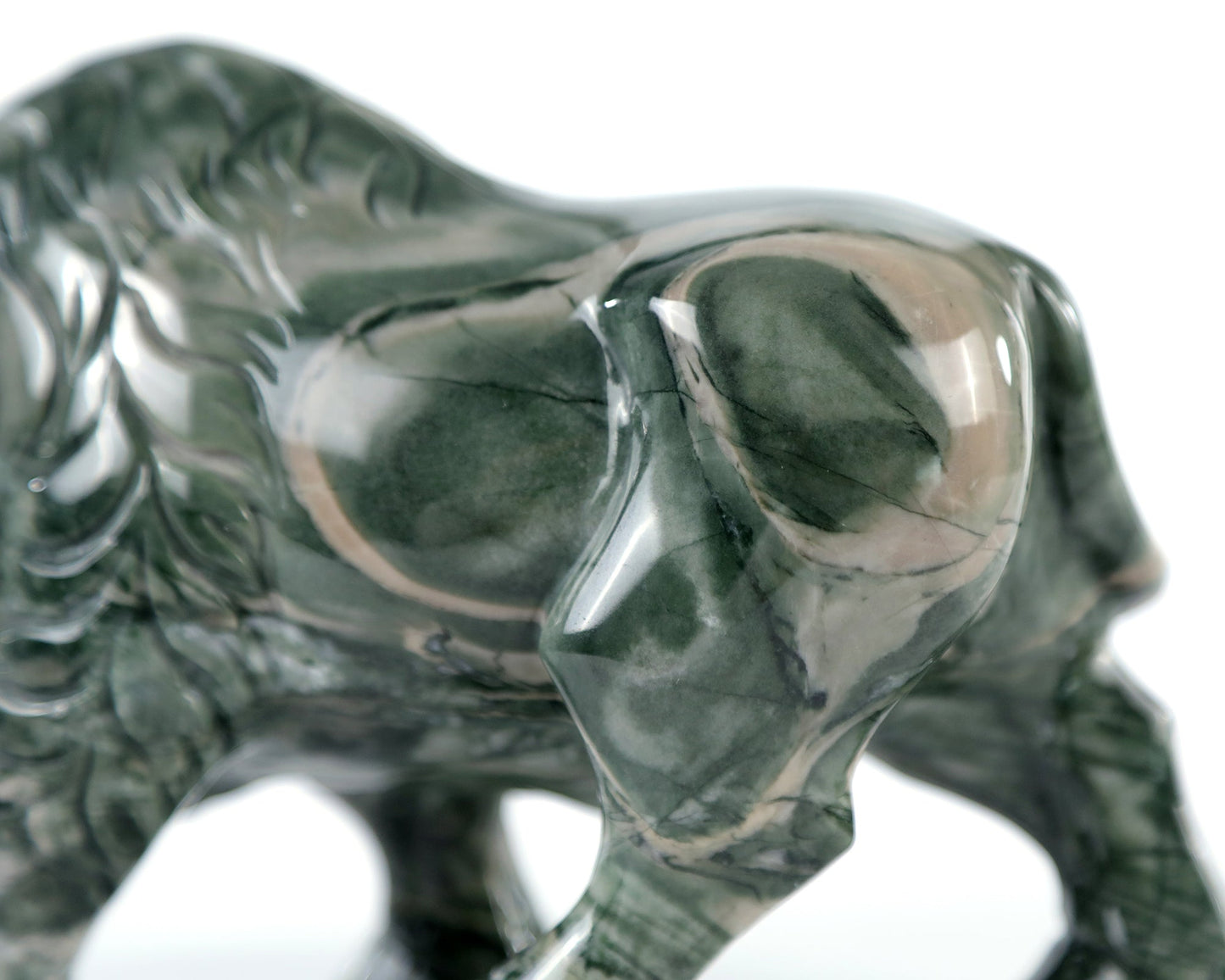 Nicedony 6.3" Jiulong Jade Hand Carved Crystal Cattle Sculpture - View 21