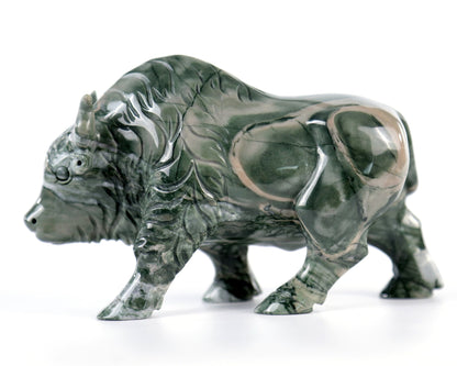 Nicedony 6.3" Jiulong Jade Hand Carved Crystal Cattle Sculpture - View 13