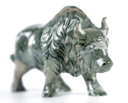 Nicedony 6.3" Jiulong Jade Hand Carved Crystal Cattle Sculpture - View 15